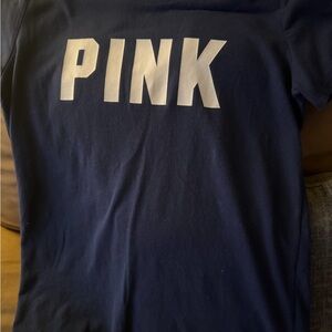 PINK Victoria's Secret Navy Tee with White Logo